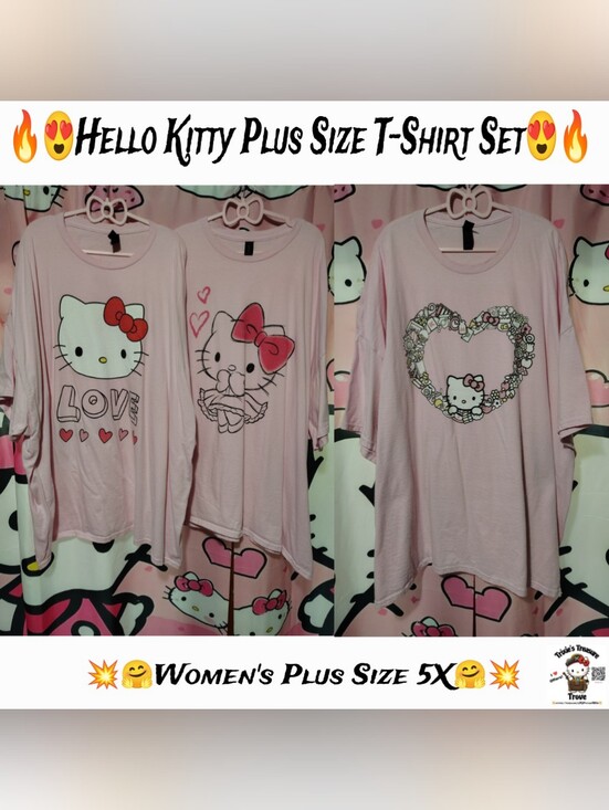 Hello Kitty Tops - Hello Kitty Plus Size Graphic Tee Trio - (Size 5X)